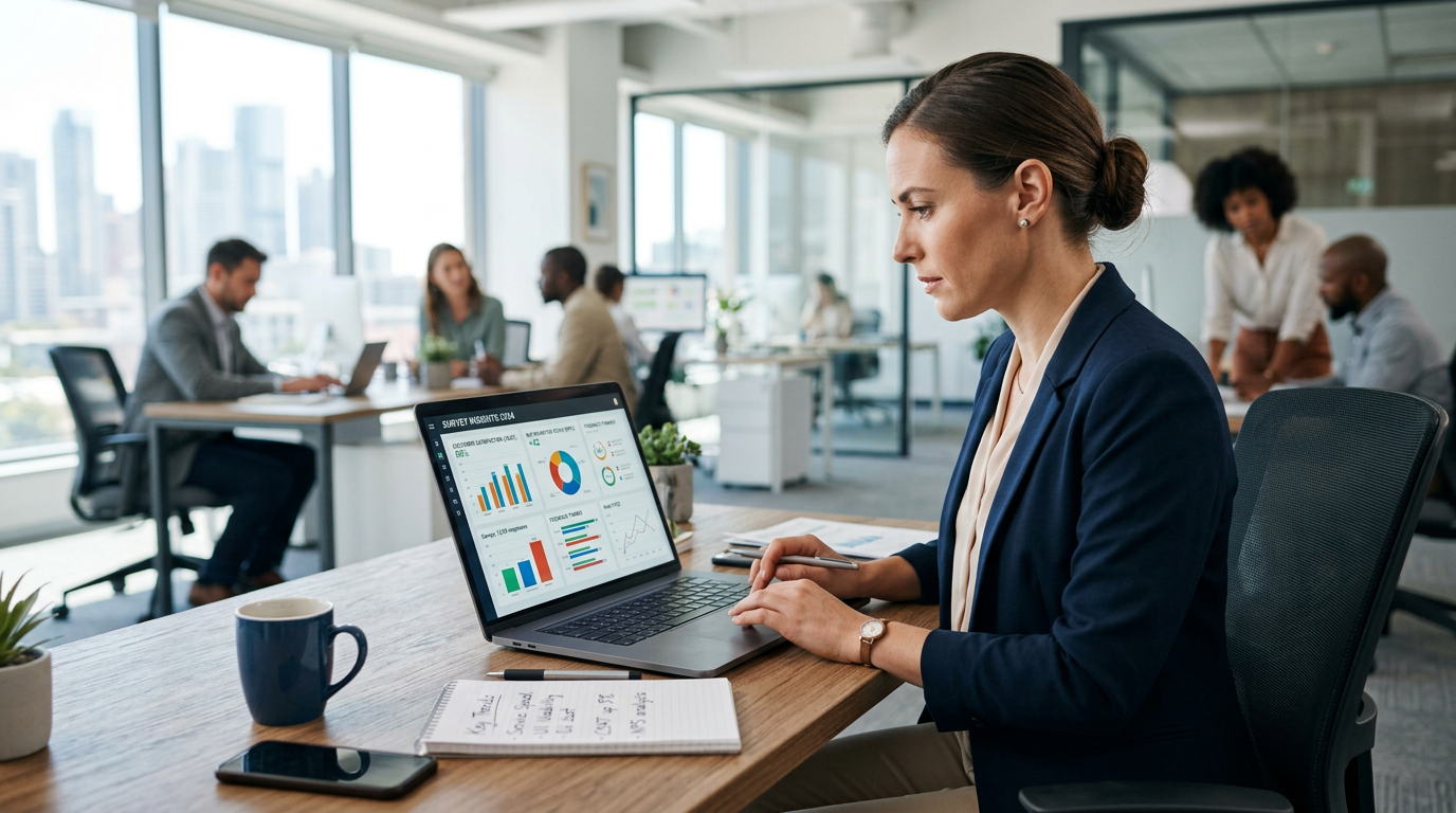 Analyzing customer insight and research data in a modern office